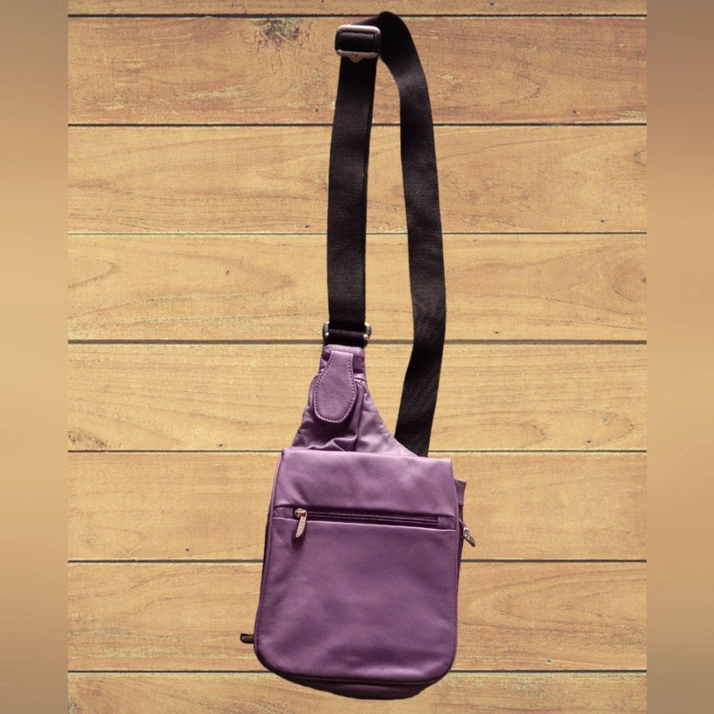 Travelon Purple Leather Crossbody Bag
